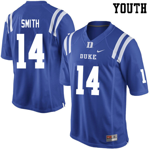Youth #14 Dennis Smith Duke Blue Devils College Football Jerseys Sale-Blue